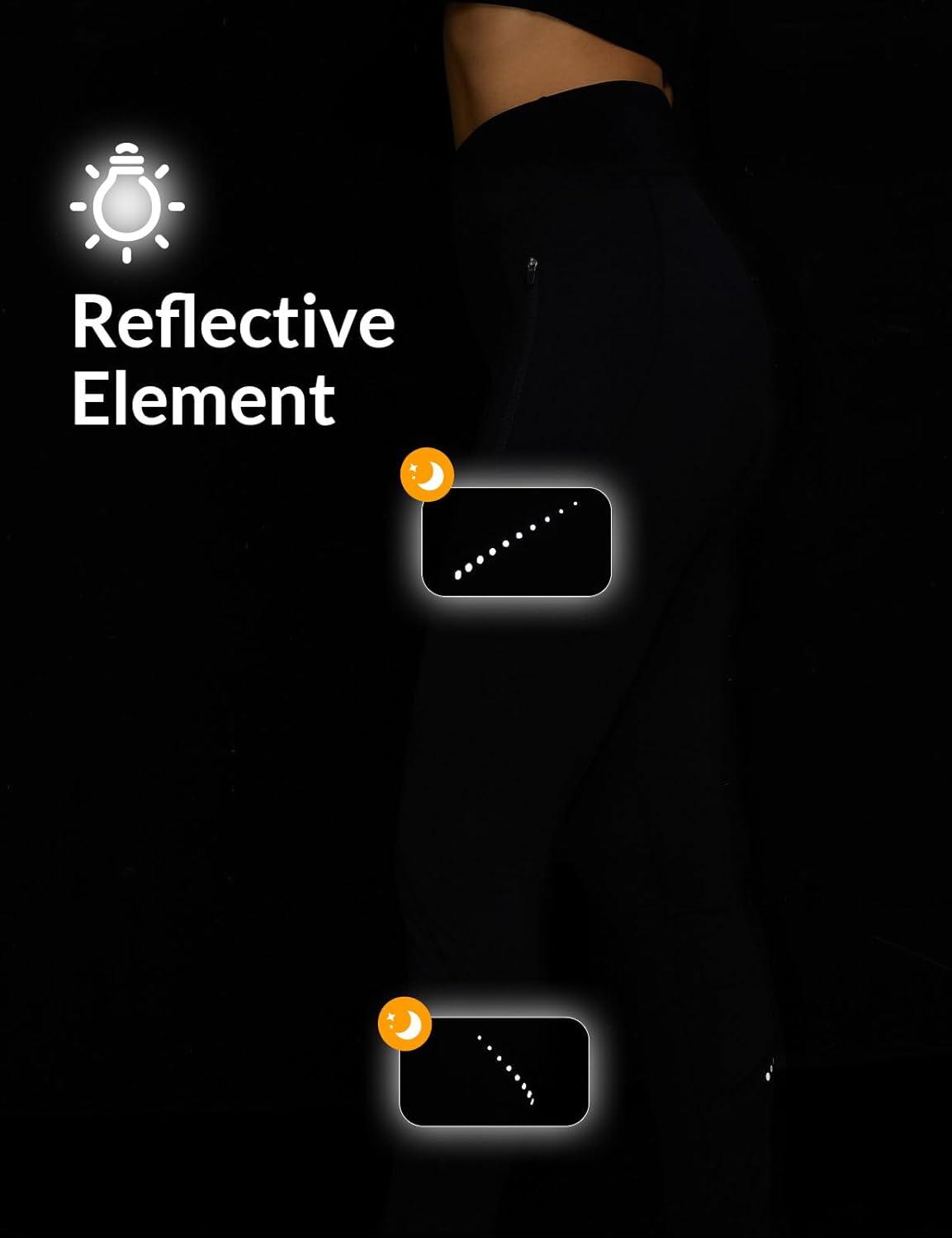 imagebaleaf Womens Cylcing Tights Fleece Lined Leggings Pockets Water Resistant Thermal Warm High Waisted Running PantsBlack