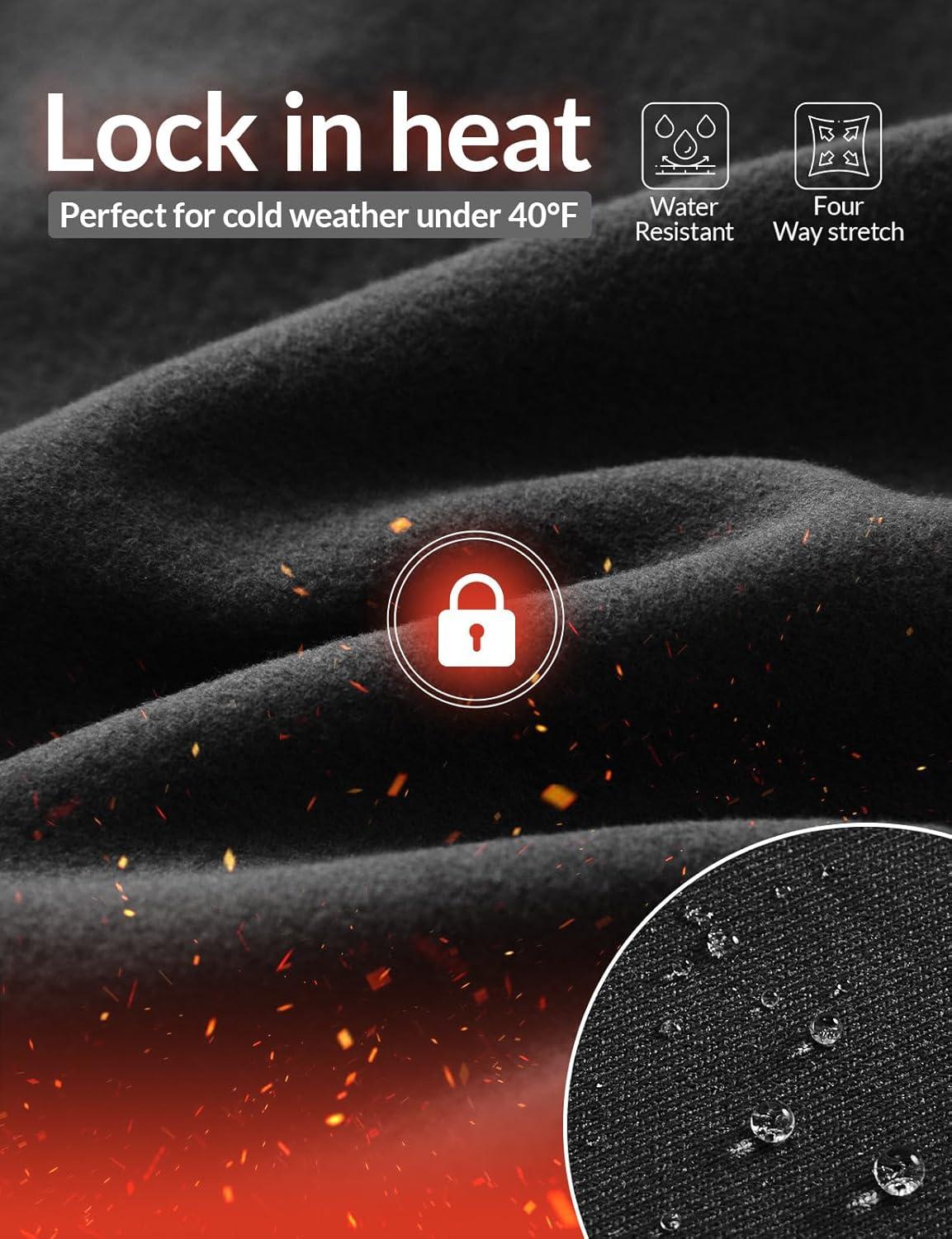 imagebaleaf Womens Cylcing Tights Fleece Lined Leggings Pockets Water Resistant Thermal Warm High Waisted Running PantsBlack