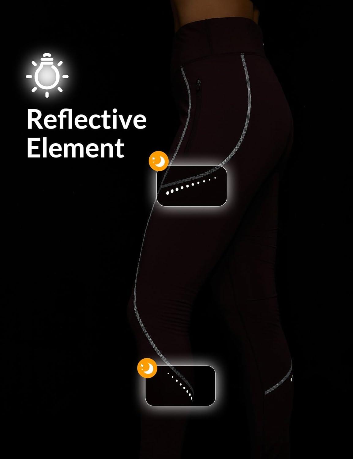 imagebaleaf Womens Cylcing Tights Fleece Lined Leggings Pockets Water Resistant Thermal Warm High Waisted Running PantsDark Brown