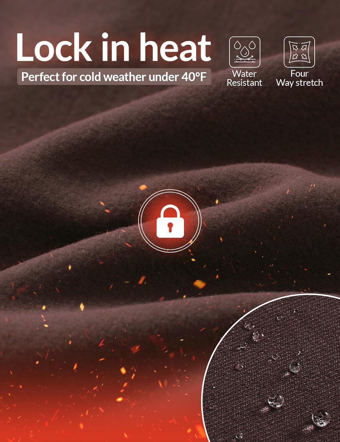 imagebaleaf Womens Cylcing Tights Fleece Lined Leggings Pockets Water Resistant Thermal Warm High Waisted Running PantsDark Brown