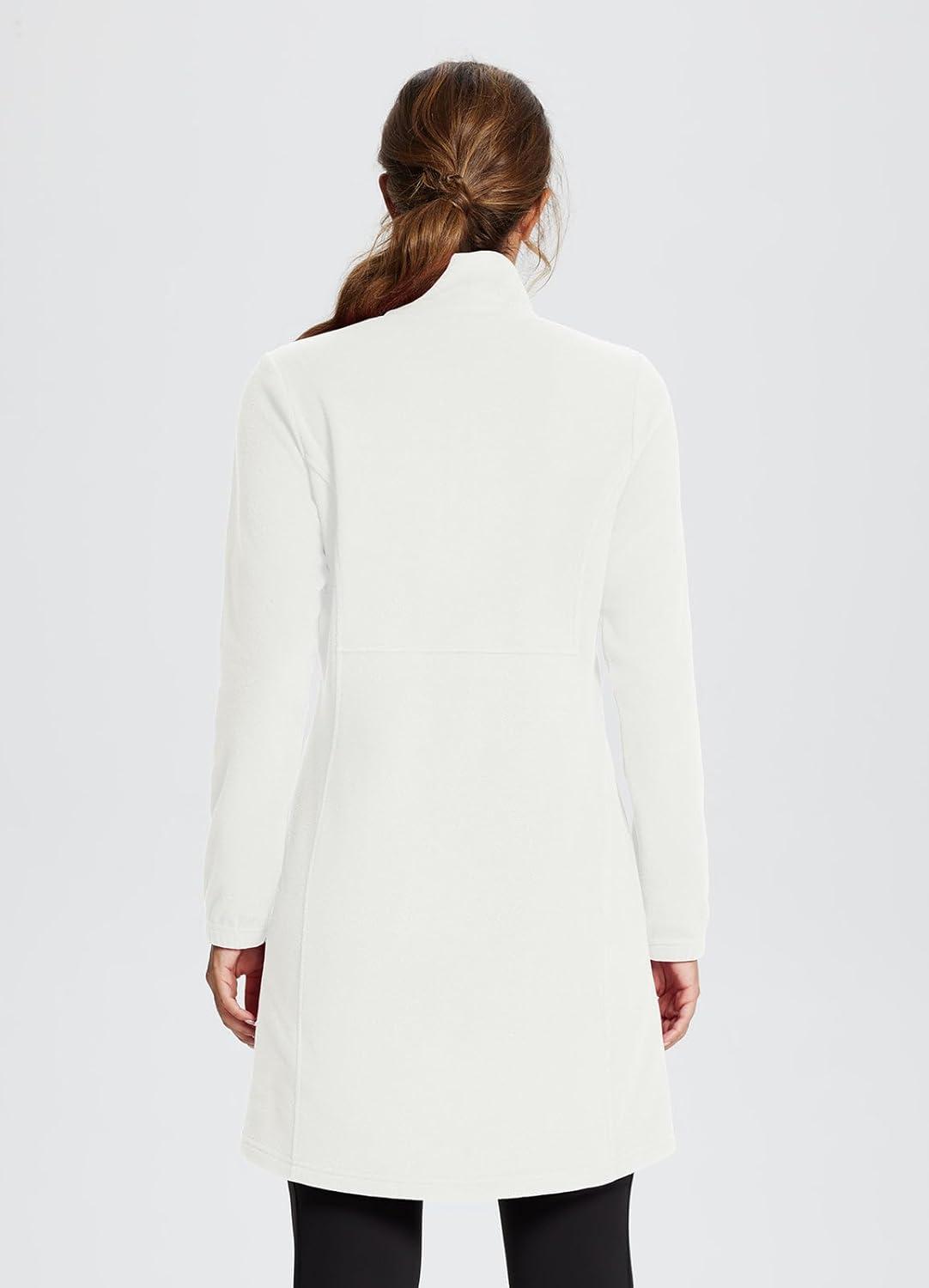 imagebaleaf Womens Fleece Dress Sweatshirt Long Tunic Quarter Zip Pullover Polar Winter Warm Thermal Dress with Pocket OutdoorGardenia