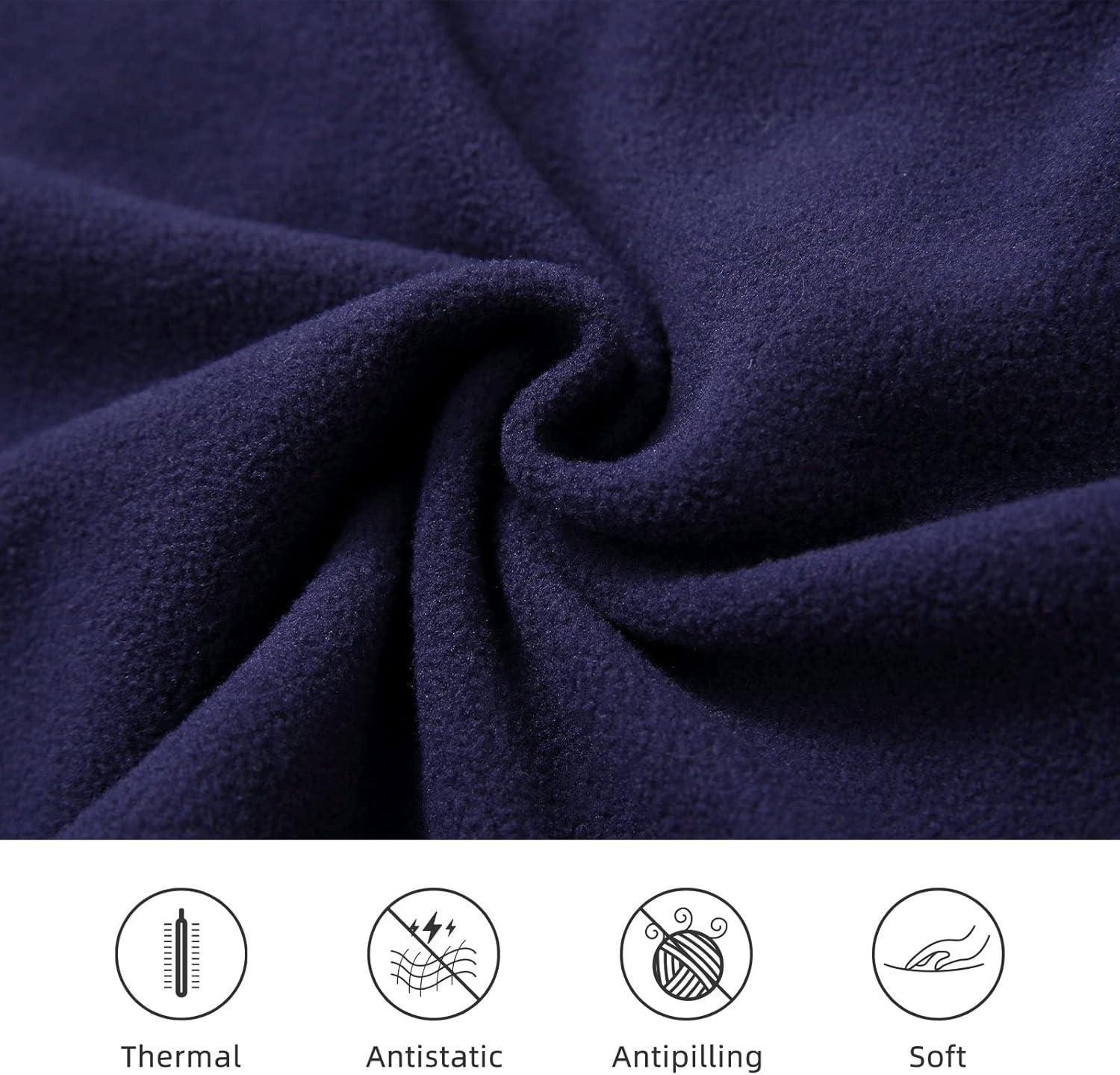 imagebaleaf Womens Fleece Dress Sweatshirt Long Tunic Quarter Zip Pullover Polar Winter Warm Thermal Dress with Pocket OutdoorNavy Blue