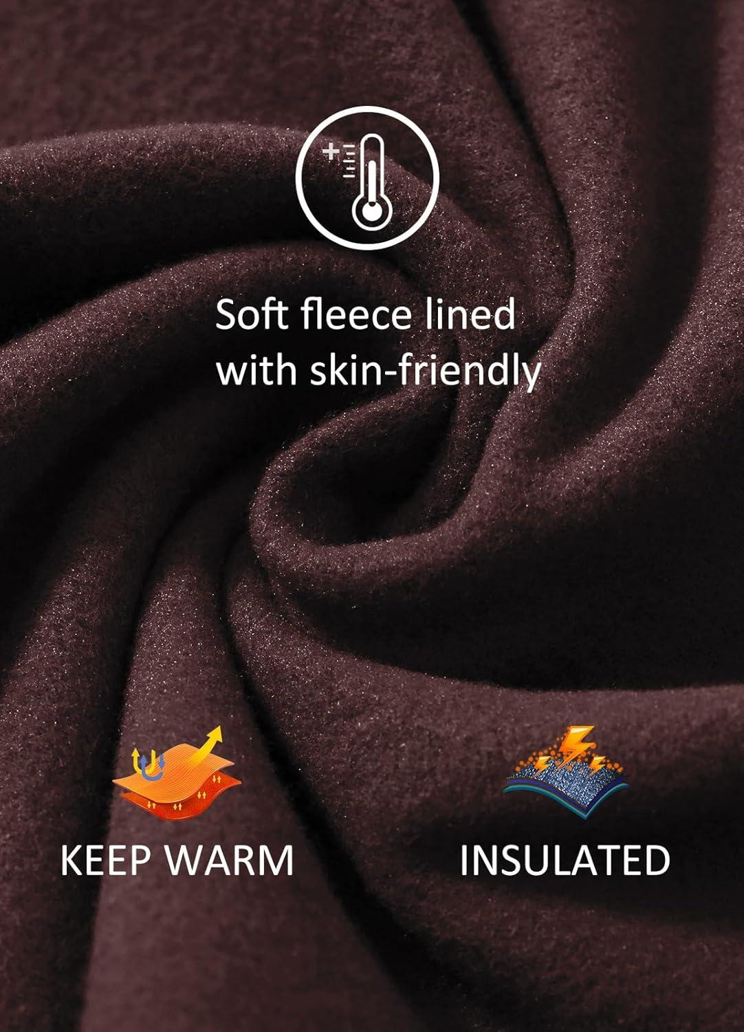 imagebaleaf Womens Fleece Lined Leggings Thermal Warm Winter Tights High Waisted Yoga Pants Cold Weather with PocketsDark Brown