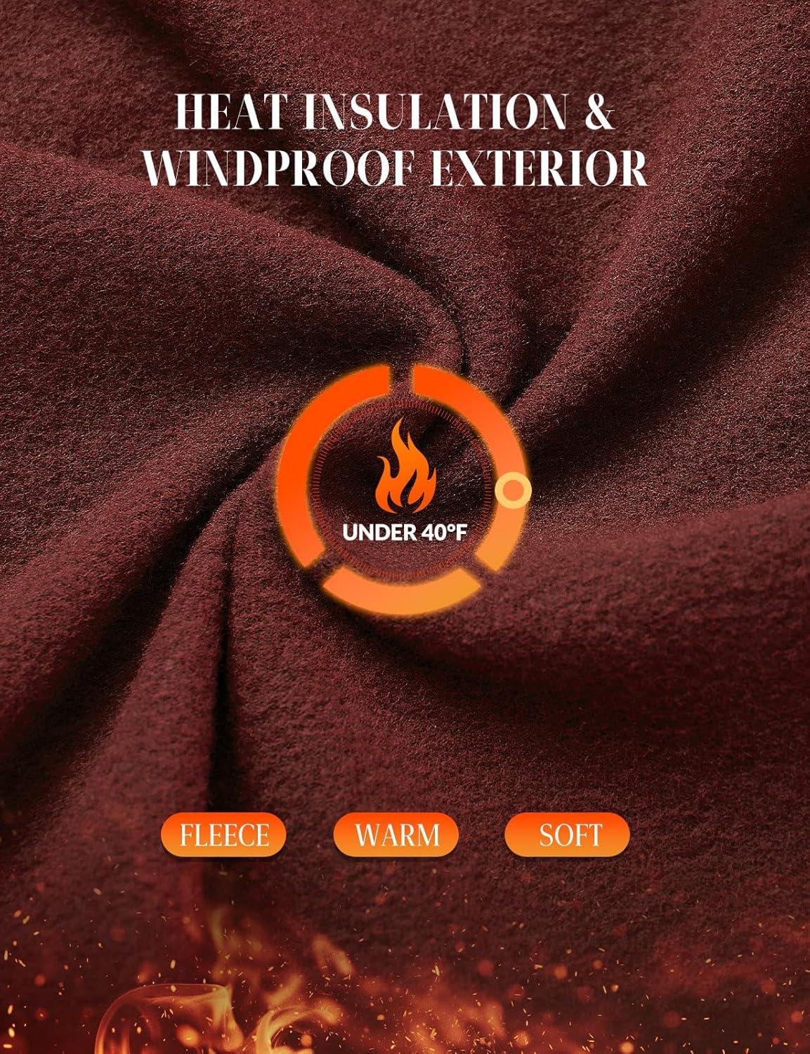 imagebaleaf Womens Fleece Lined Leggings Thermal Warm Winter Tights High Waisted Yoga Pants Cold Weather with PocketsRed