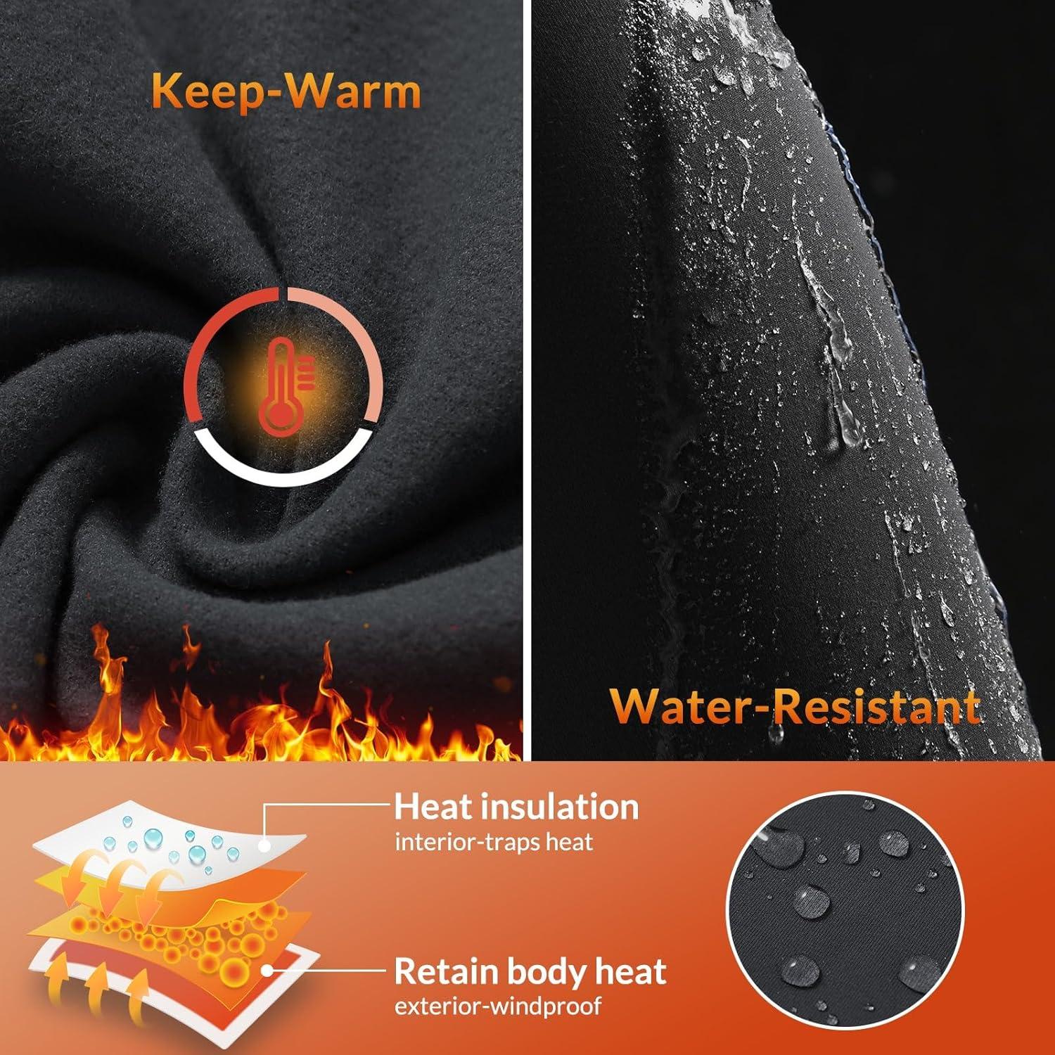 imagebaleaf Womens Fleece Lined Leggings Water Resistant High Waisted Thermal Warm Winter Tights Ski Hiking Pants with PocketsBlack