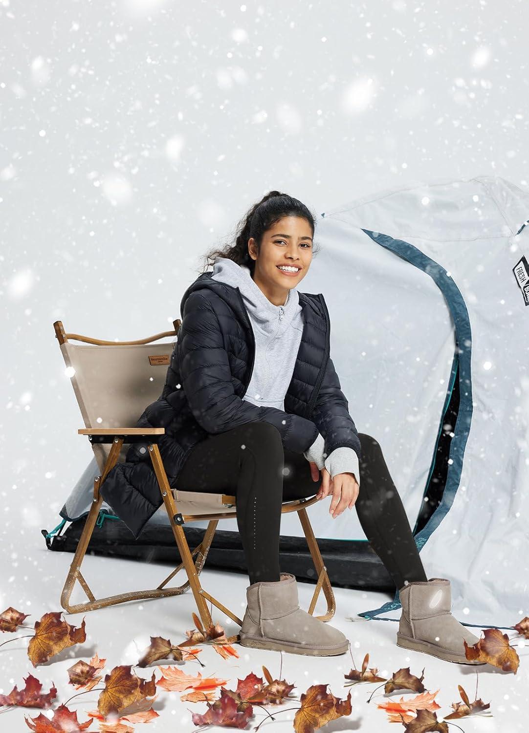 imagebaleaf Womens Fleece Lined Leggings Water Resistant High Waisted Thermal Warm Winter Tights Ski Hiking Pants with PocketsBlack