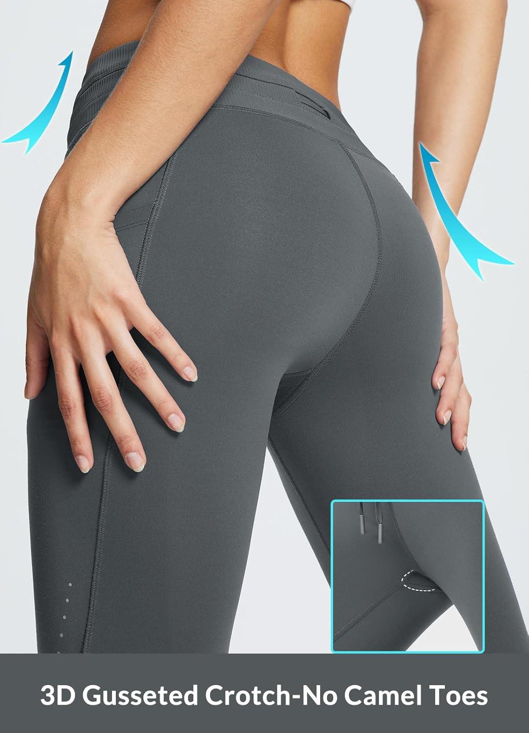 imagebaleaf Womens Fleece Lined Leggings Water Resistant High Waisted Thermal Warm Winter Tights Ski Hiking Pants with PocketsDark Grey