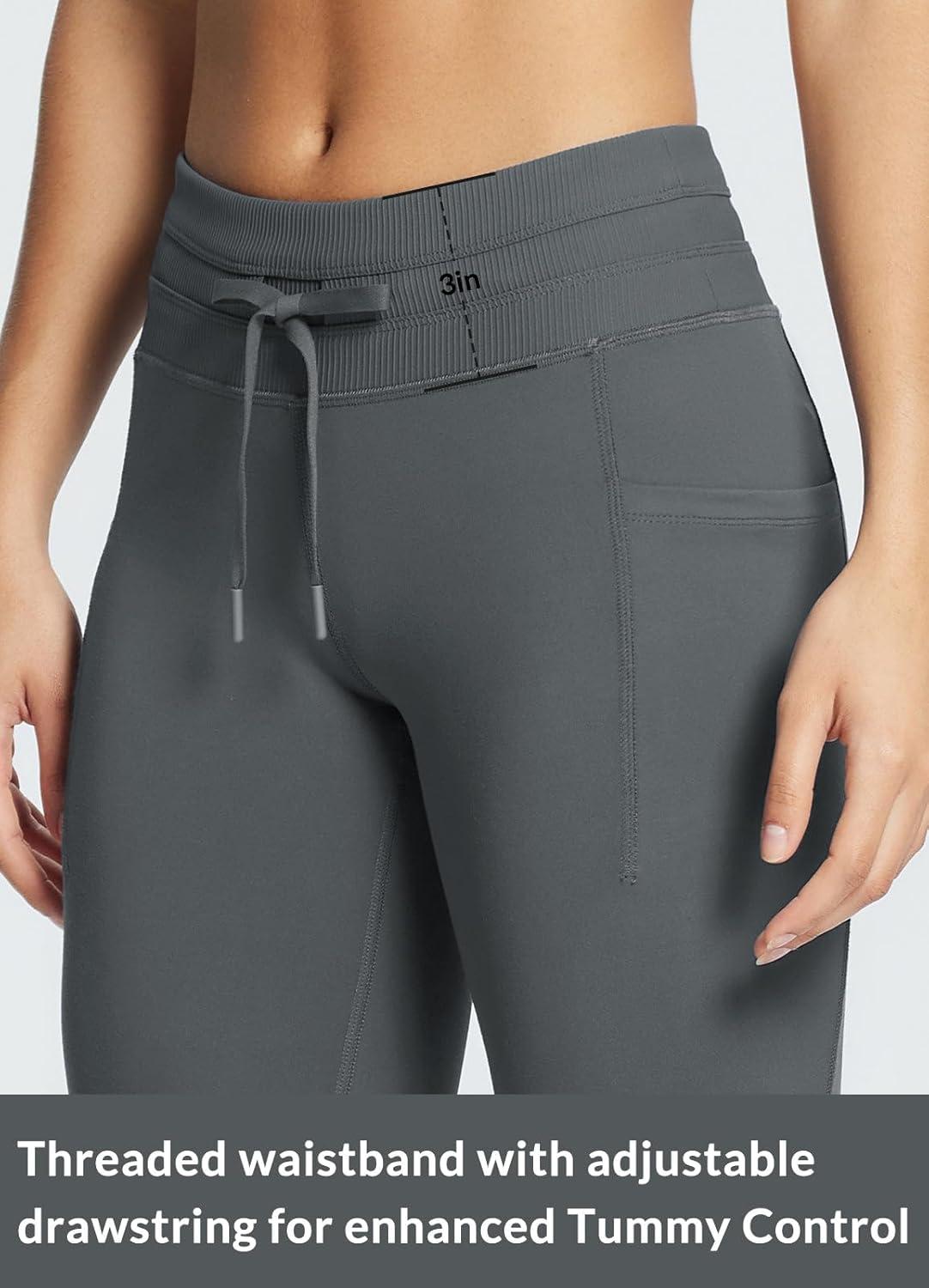 imagebaleaf Womens Fleece Lined Leggings Water Resistant High Waisted Thermal Warm Winter Tights Ski Hiking Pants with PocketsDark Grey