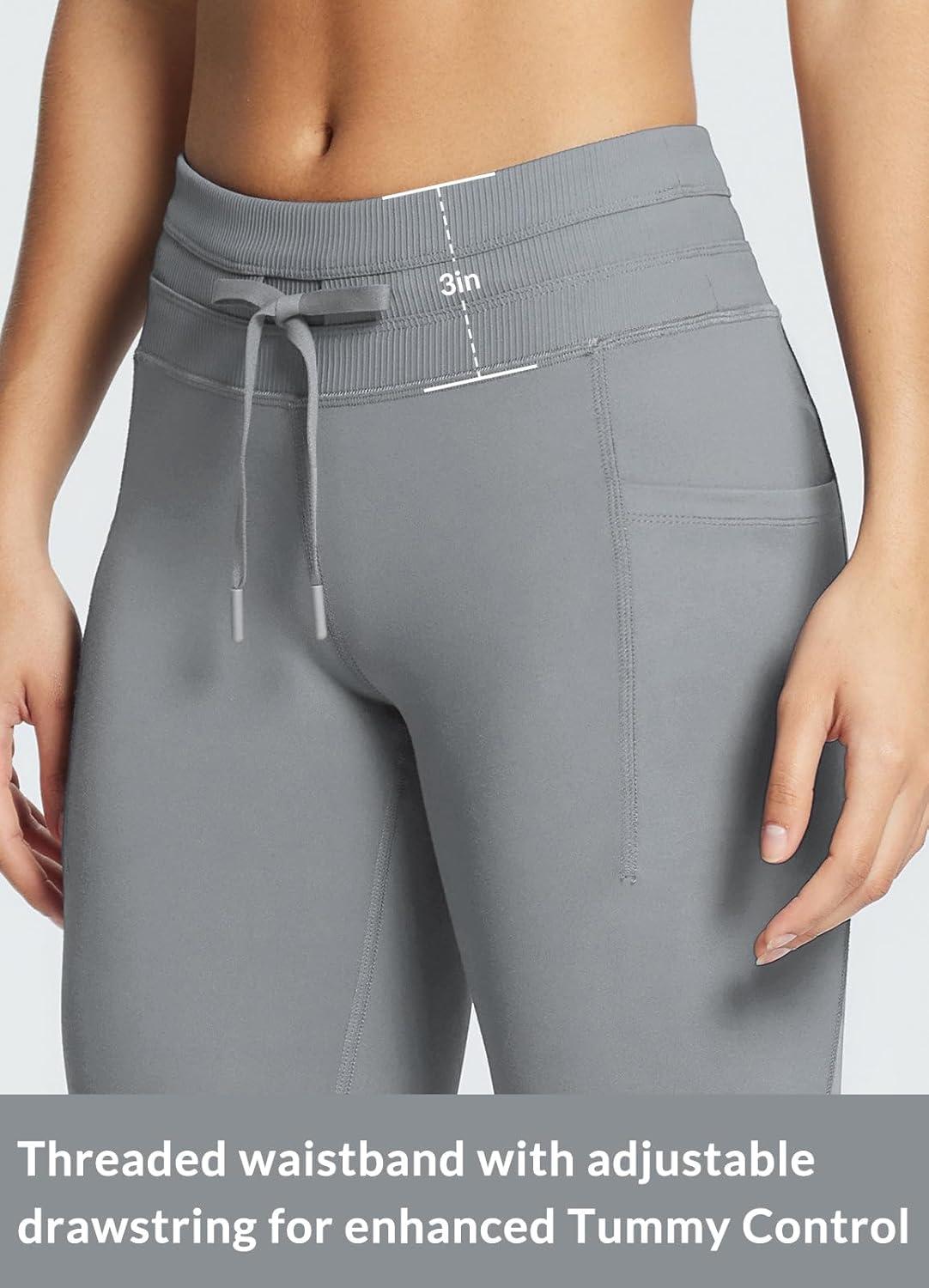 imagebaleaf Womens Fleece Lined Leggings Water Resistant High Waisted Thermal Warm Winter Tights Ski Hiking Pants with PocketsGrey