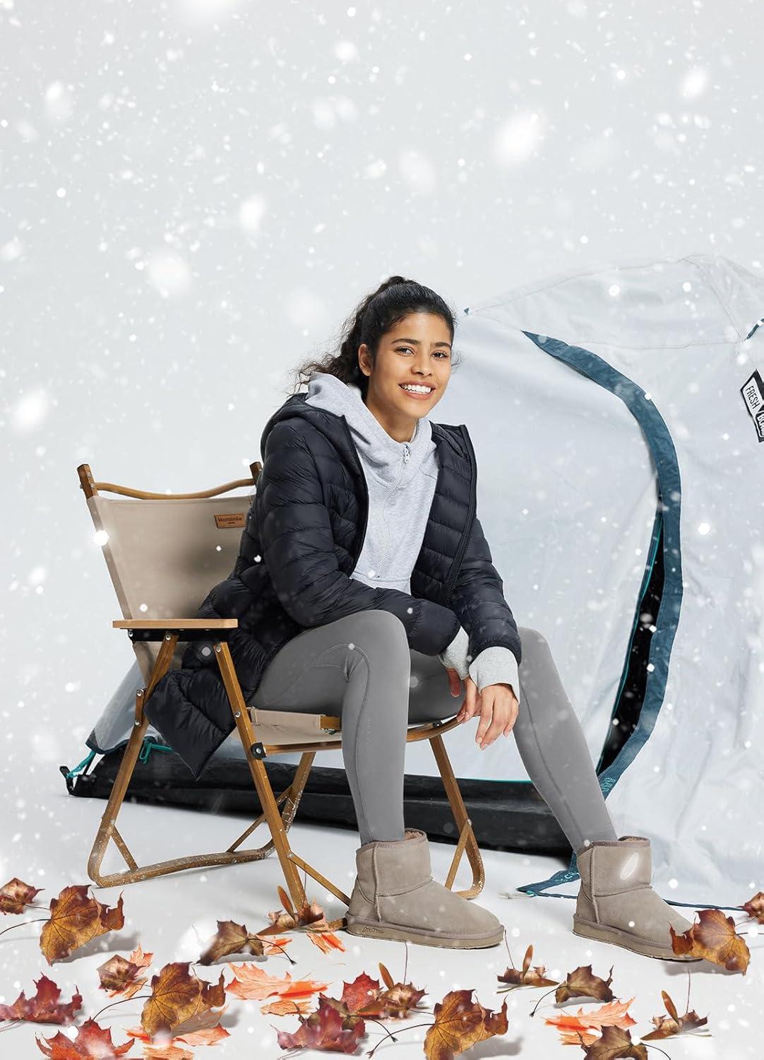 imagebaleaf Womens Fleece Lined Leggings Water Resistant High Waisted Thermal Warm Winter Tights Ski Hiking Pants with PocketsGrey