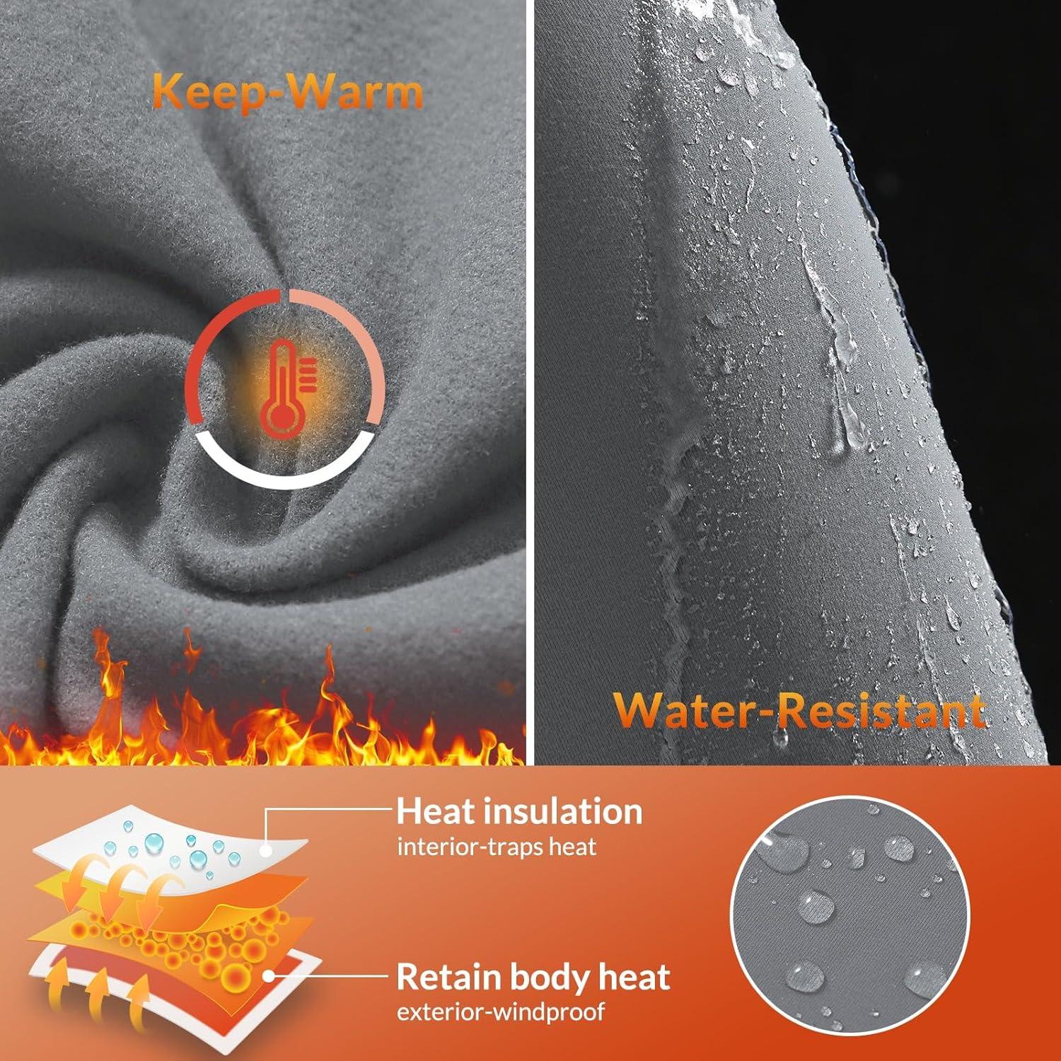 imagebaleaf Womens Fleece Lined Leggings Water Resistant High Waisted Thermal Warm Winter Tights Ski Hiking Pants with PocketsGrey