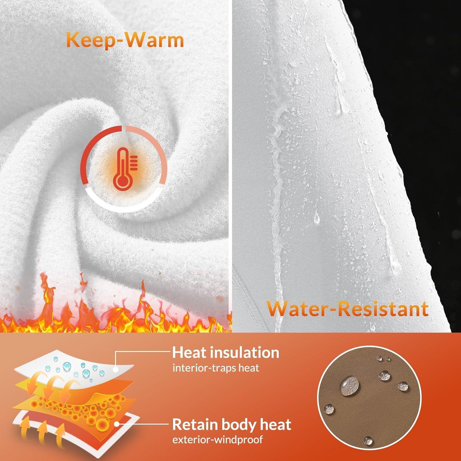 imagebaleaf Womens Fleece Lined Leggings Water Resistant High Waisted Thermal Warm Winter Tights Ski Hiking Pants with PocketsWhite