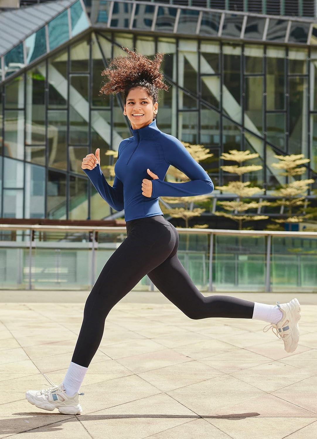 imagebaleaf Womens Fleece Lined Leggings Water Resistant Thermal Winter Warm Tights High Waisted with Pockets Running GearAdark Green27