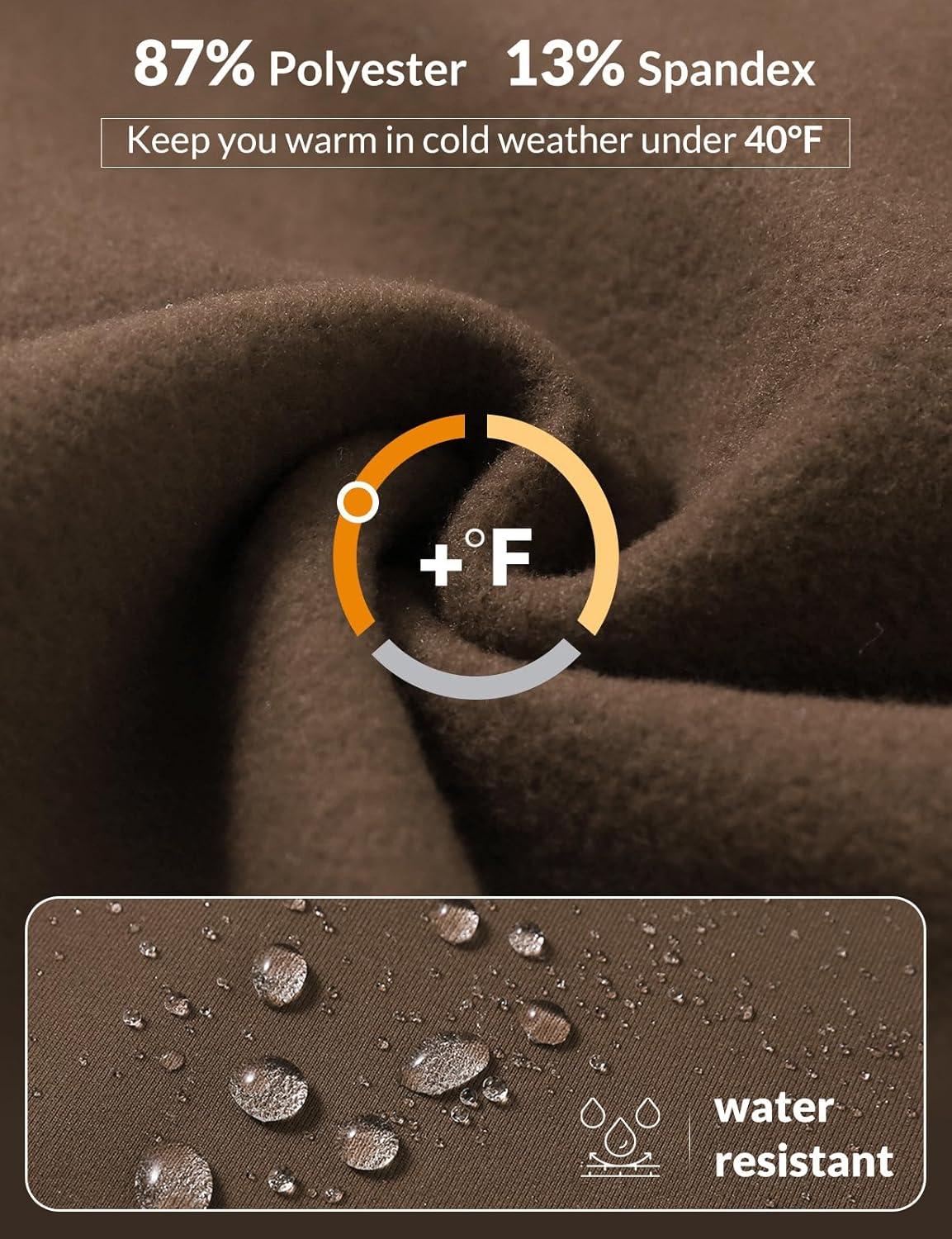 imagebaleaf Womens Fleece Lined Leggings Water Resistant Thermal Winter Warm Tights High Waisted with Pockets Running GearPetite25brown