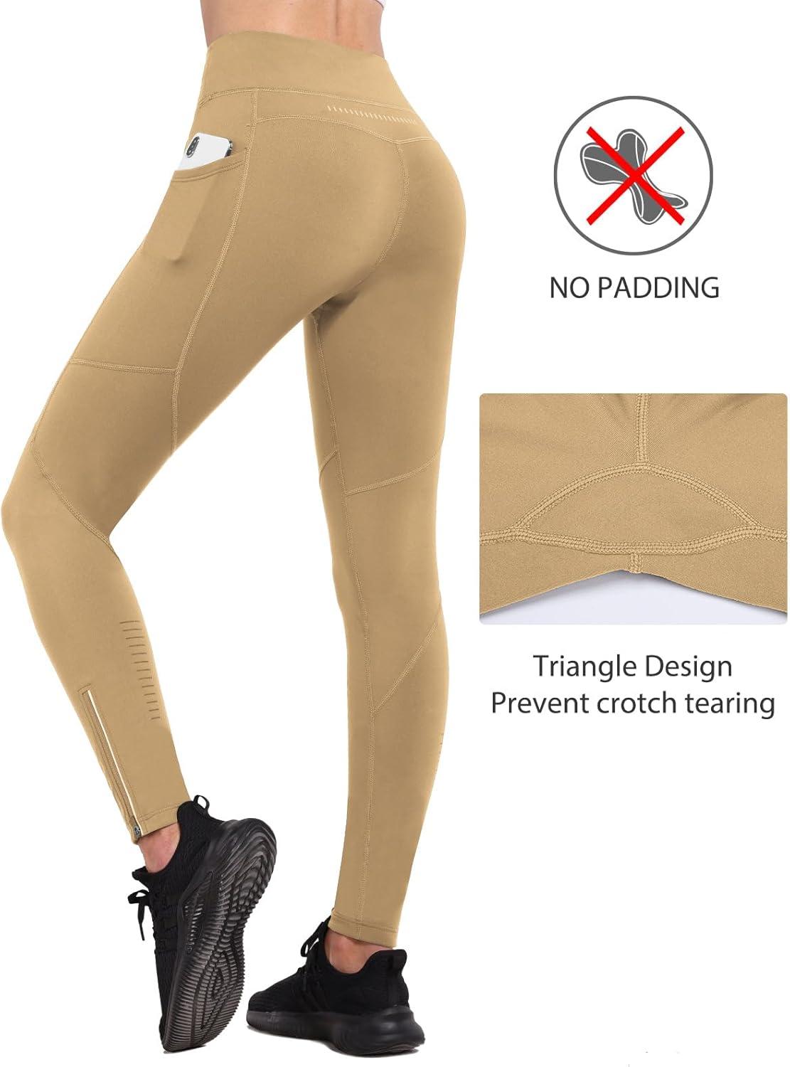 imagebaleaf Womens Fleece Lined Leggings Water Resistant Winter Clothes Running Tights Cold Weather Hiking Pants Zip PocketsAbrown