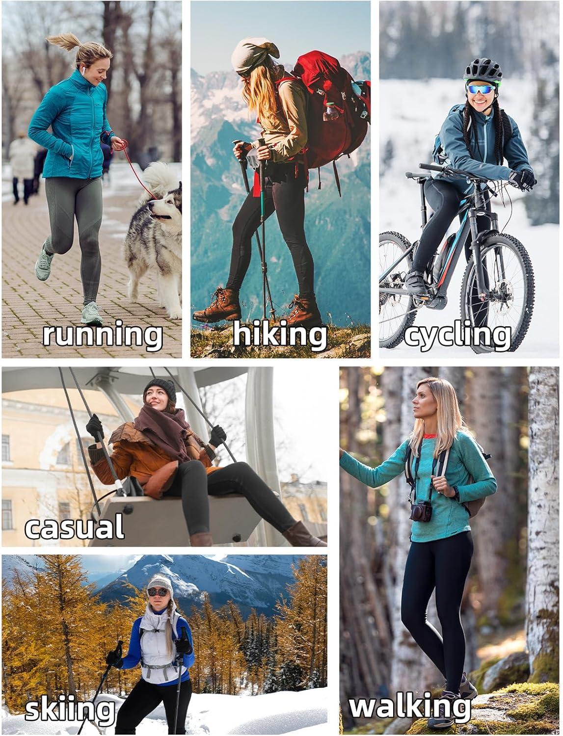 imagebaleaf Womens Fleece Lined Leggings Water Resistant Winter Clothes Running Tights Cold Weather Hiking Pants Zip PocketsAbrown