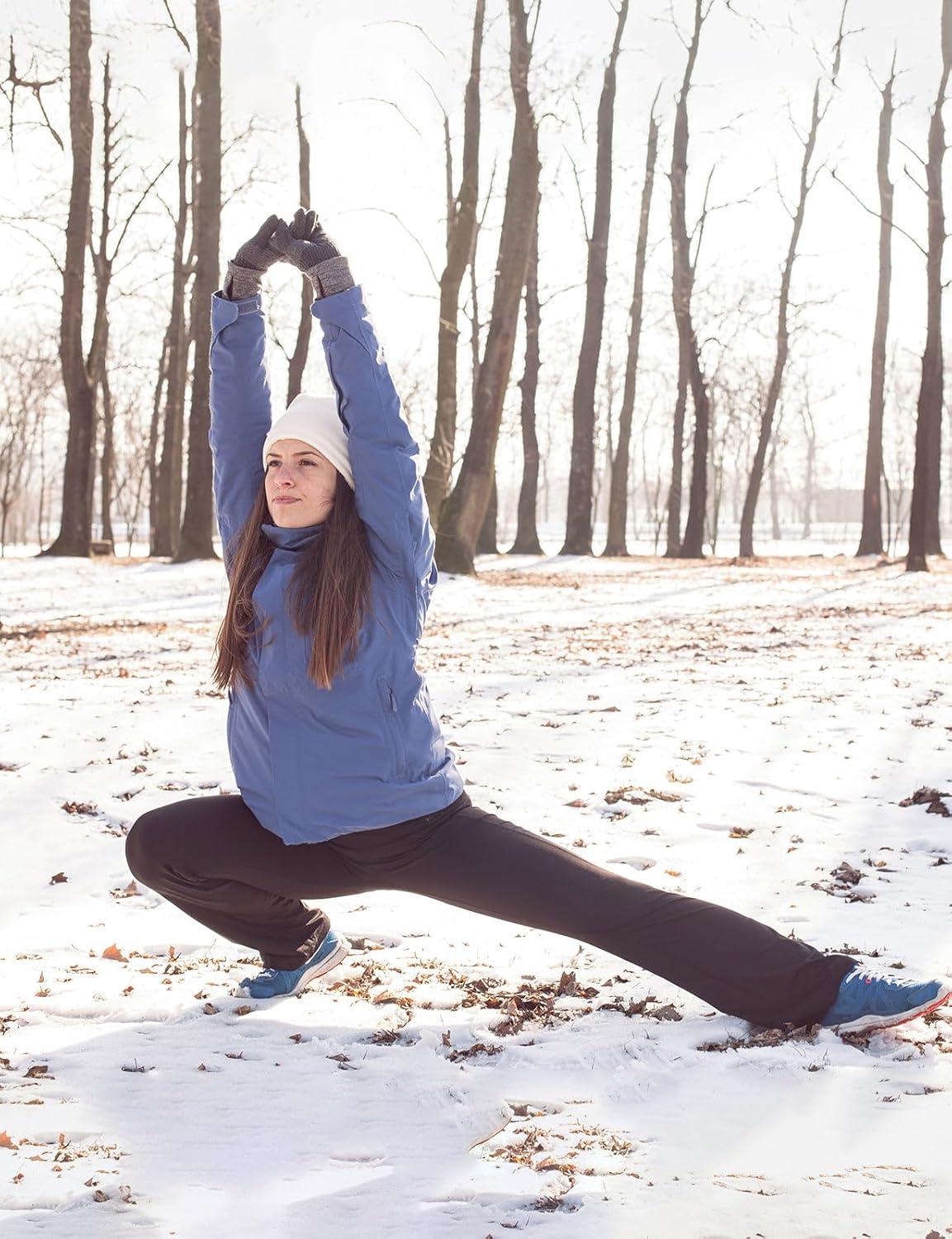 imagebaleaf Womens Fleece Lined Pants Winter Thermal Warm Hiking Yoga Pants with Zipper Pockets Bootcut High Waist Flare LeggingsBlack