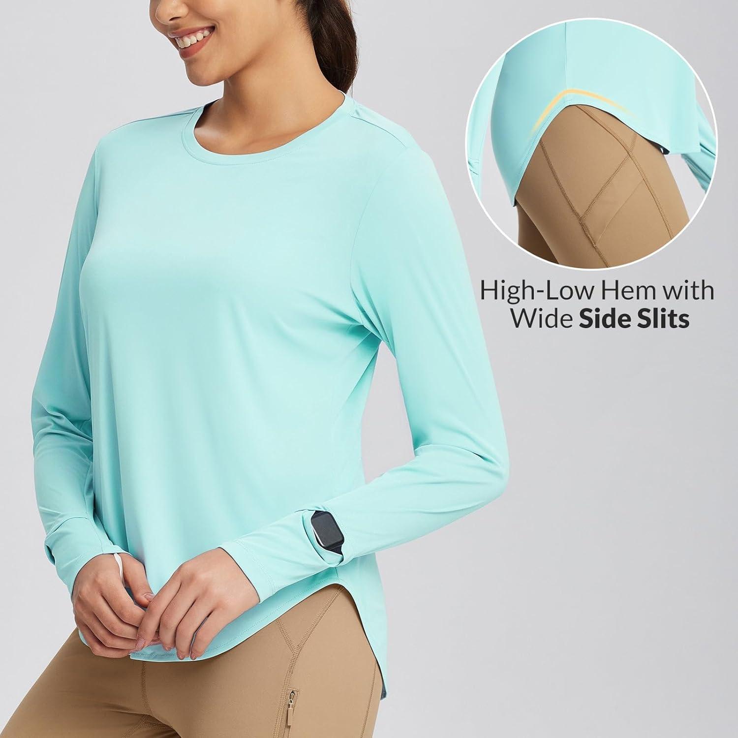 imagebaleaf Womens Sun Shirts UPF50 Long Sleeve Workout Tops Running Athletic Lightweight Quick DryLight Green