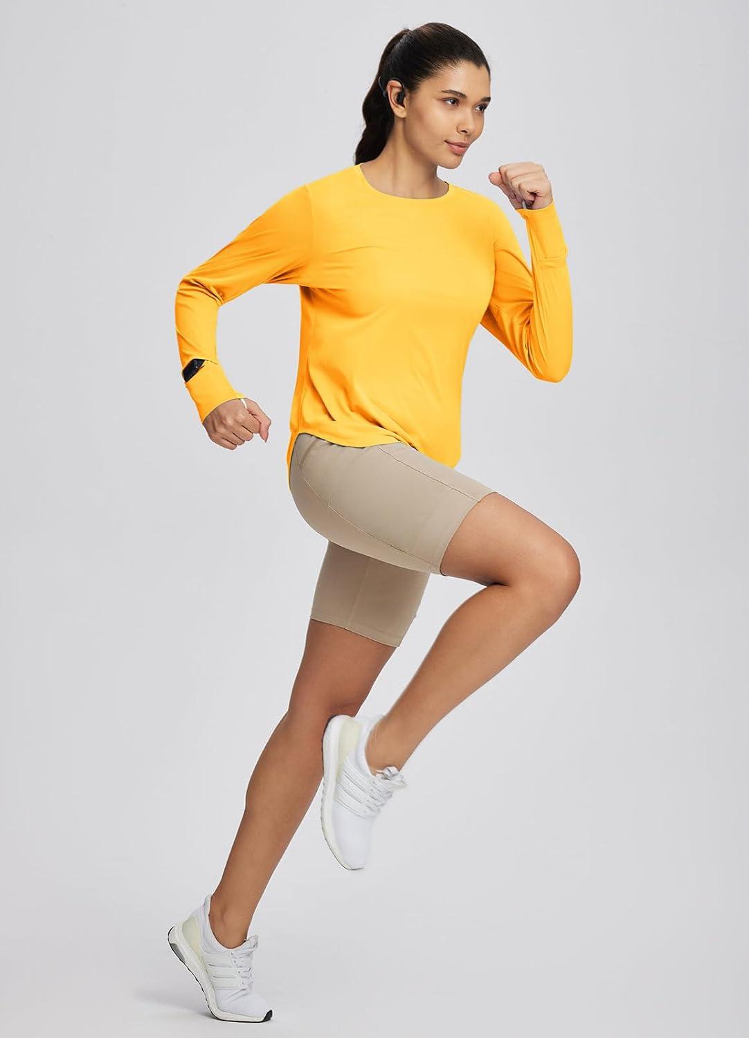 imagebaleaf Womens Sun Shirts UPF50 Long Sleeve Workout Tops Running Athletic Lightweight Quick DryYellow