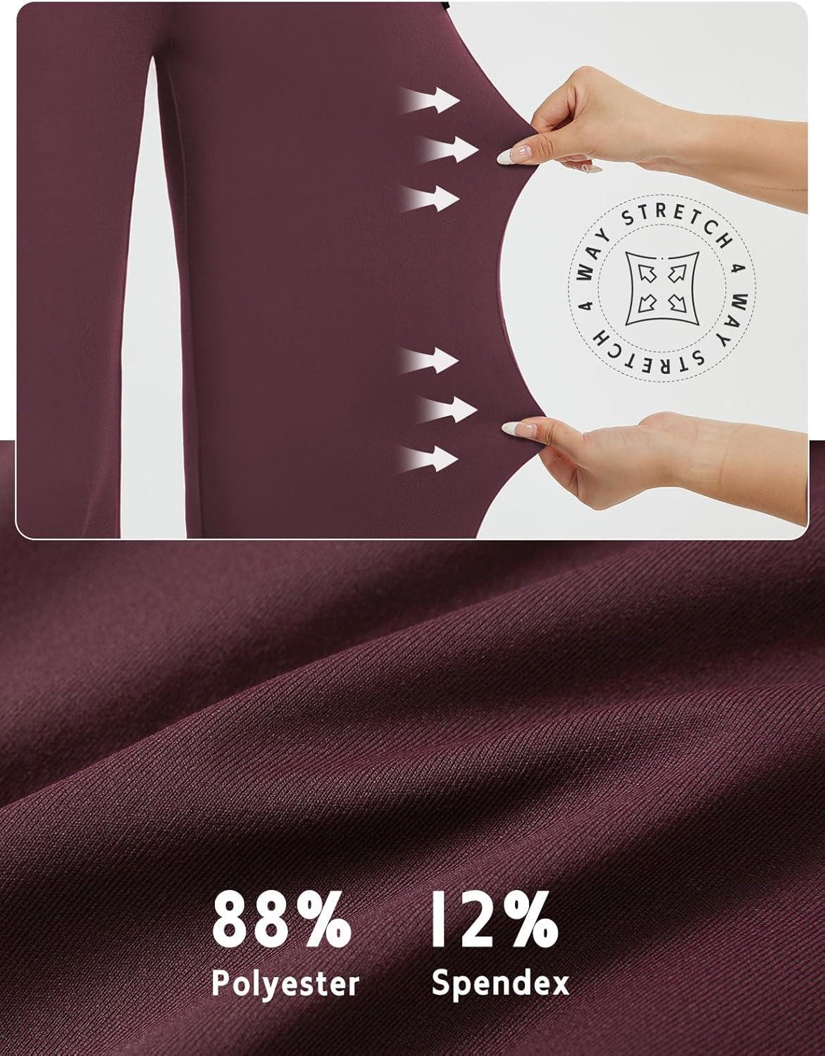 imagebaleaf Womens Wide Leg Travel Stretch Dress Pants Yoga High Waist with Pockets Casual Work SweatpantsWine Red