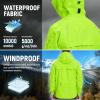 imagebaleaf Mens Rain Jacket Waterproof Windbreaker Raincoat Running Cycling Hiking Gear Hood Lightweight Reflective PackableFluorescent Green