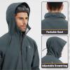 imagebaleaf Mens Rain Jacket Waterproof Windbreaker Raincoat Running Cycling Hiking Gear Hood Lightweight Reflective PackableGrey