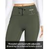 imagebaleaf Womens Fleece Lined Pants Winter Thermal Warm Hiking Yoga Pants with Zipper Pockets Bootcut High Waist Flare LeggingsArmy Green
