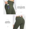 imagebaleaf Womens Fleece Lined Pants Winter Thermal Warm Hiking Yoga Pants with Zipper Pockets Bootcut High Waist Flare LeggingsArmy Green