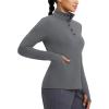 imagebaleaf Womens Fleece Lined Quarter Button Thermal Pullovers Long Sleeve Workout Shirts with Pockets Yoga Travel TopsDark Gray