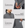 imagebaleaf Womens Fleece Lined Quarter Button Thermal Pullovers Long Sleeve Workout Shirts with Pockets Yoga Travel TopsDark Gray