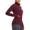 imagebaleaf Womens Fleece Lined Quarter Button Thermal Pullovers Long Sleeve Workout Shirts with Pockets Yoga Travel TopsWine Red