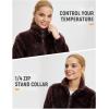 imagebaleaf Womens Quarter Zip Sherpa Fleece Pullover Lightweight Fuzzy Winter Warm Sweatshirt with Zipper Kangaroo PocketDark Brown