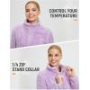 imagebaleaf Womens Quarter Zip Sherpa Fleece Pullover Lightweight Fuzzy Winter Warm Sweatshirt with Zipper Kangaroo PocketLight Purple