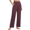 imagebaleaf Womens Wide Leg Travel Stretch Dress Pants Yoga High Waist with Pockets Casual Work SweatpantsWine Red