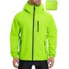 imagebaleaf Mens Rain Jacket Waterproof Windbreaker Raincoat Running Cycling Hiking Gear Hood Lightweight Reflective PackableFluorescent Green