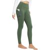 imagebaleaf Womens Fleece Lined Leggings Thermal Warm Winter Tights High Waisted Yoga Pants Cold Weather with PocketsArmy Green