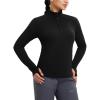 imagebaleaf Womens Fleece Lined Quarter Button Thermal Pullovers Long Sleeve Workout Shirts with Pockets Yoga Travel TopsBlack