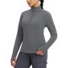 imagebaleaf Womens Fleece Lined Quarter Button Thermal Pullovers Long Sleeve Workout Shirts with Pockets Yoga Travel TopsDark Gray