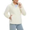 imagebaleaf Womens Quarter Zip Sherpa Fleece Pullover Lightweight Fuzzy Winter Warm Sweatshirt with Zipper Kangaroo PocketStar White
