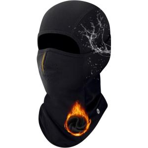 imagebaleaf Ski Mask Balaclava Face Mask Men Water Resistant Ski Mask for Women Cold Weather Snowboarding Gear Fleece Neck GaiterBlack