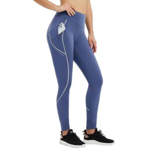 imagebaleaf Womens Cylcing Tights Fleece Lined Leggings Pockets Water Resistant Thermal Warm High Waisted Running PantsNavy Blue