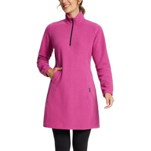 imagebaleaf Womens Fleece Dress Sweatshirt Long Tunic Quarter Zip Pullover Polar Winter Warm Thermal Dress with Pocket OutdoorViolet Rose