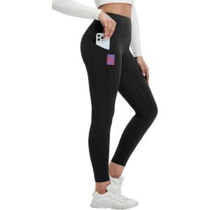 imagebaleaf Womens Fleece Lined Leggings Thermal Warm Winter Tights High Waisted Yoga Pants Cold Weather with PocketsBlack