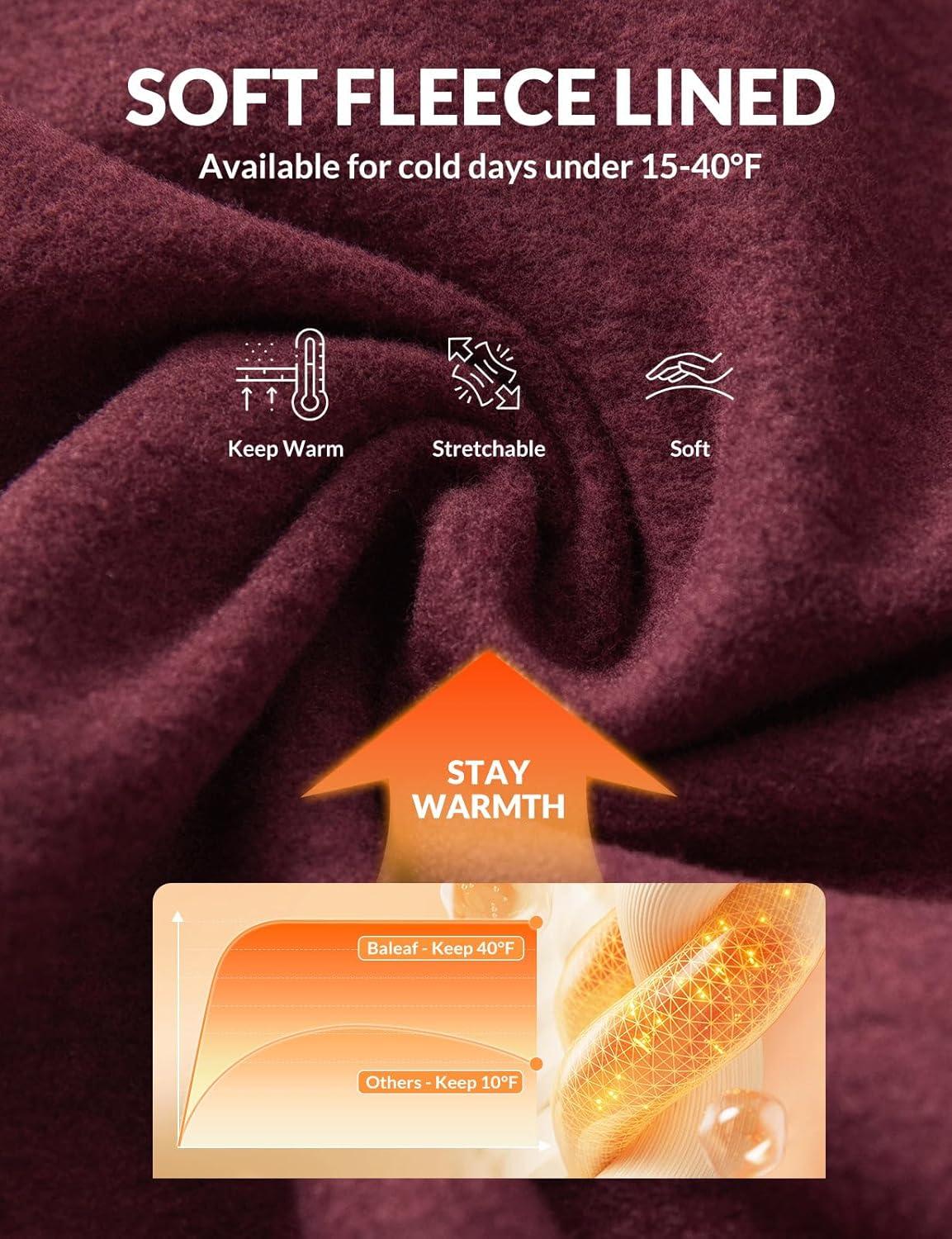 imagebaleaf Womens 25quot Petite Fleece Lined Leggings High Waisted Warm Thermal Winter with Pockets Snow PantsHeather Wine Red