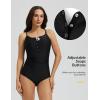 imagebaleaf Womens Button up One Piece Swimsuits Tummy Control Bathing Suits 2025 Modest Full Coverage Swimwear Adjustable StrapBlack