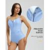 imagebaleaf Womens Button up One Piece Swimsuits Tummy Control Bathing Suits 2025 Modest Full Coverage Swimwear Adjustable StrapLight Blue
