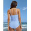 imagebaleaf Womens Button up One Piece Swimsuits Tummy Control Bathing Suits 2025 Modest Full Coverage Swimwear Adjustable StrapLight Blue