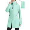 imagebaleaf Womens Long Rain Coat Packable Waterproof Windbreaker Lightweight Cycling Jacket with HoodLight Green