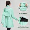 imagebaleaf Womens Long Rain Coat Packable Waterproof Windbreaker Lightweight Cycling Jacket with HoodLight Green