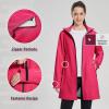 imagebaleaf Womens Long Rain Coat Packable Waterproof Windbreaker Lightweight Cycling Jacket with HoodRose Red